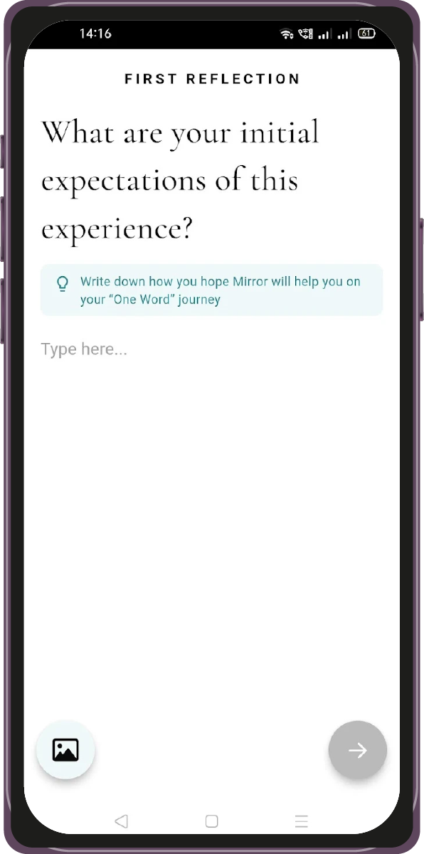 Mirror app first reflection journaling prompt