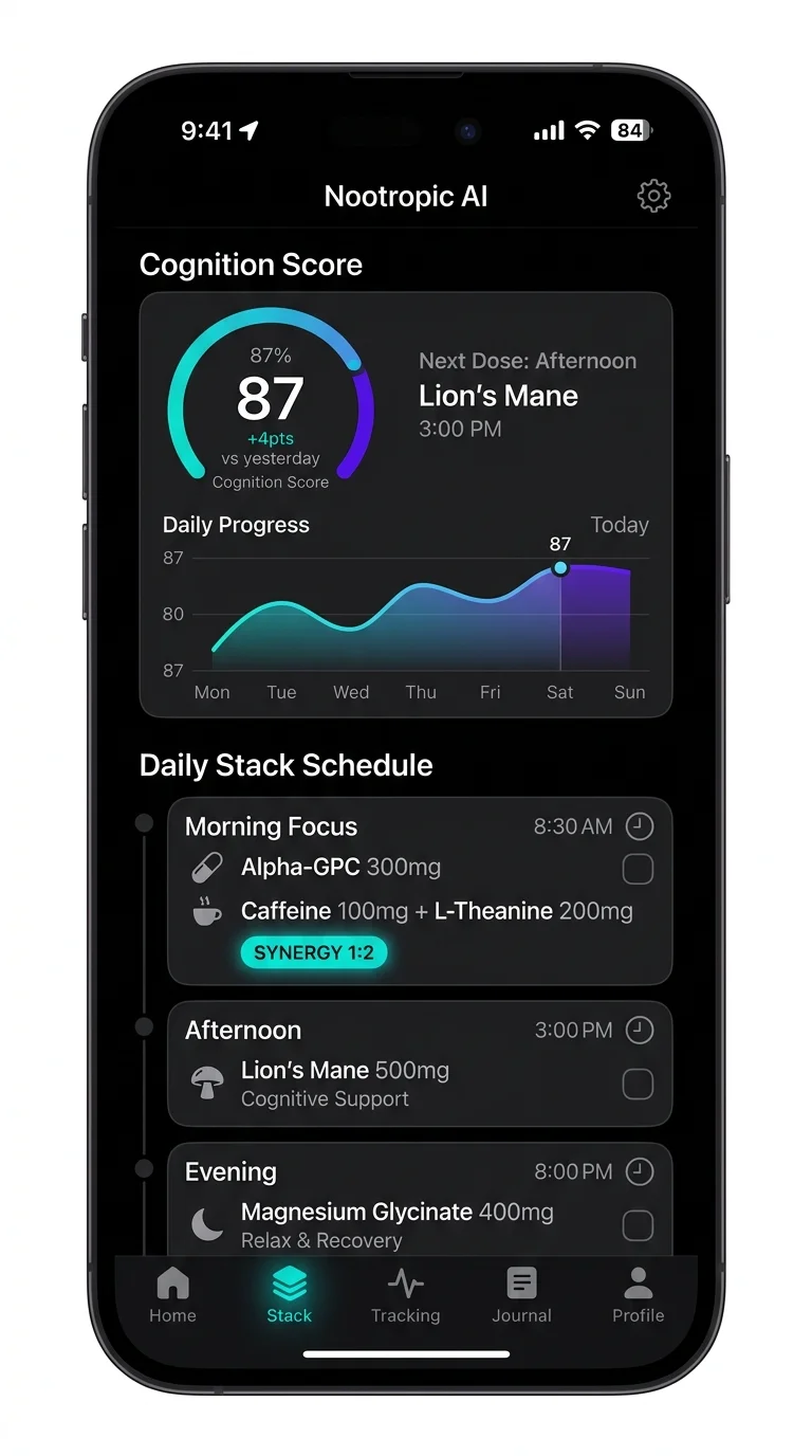 Mobile planning page interface from nootropic.ai
